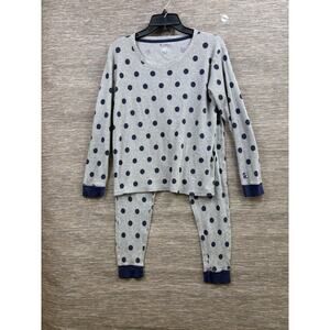 Champion Pajama Set Womens Medium Gray Polka Dot Waffle Knit Sleepwear